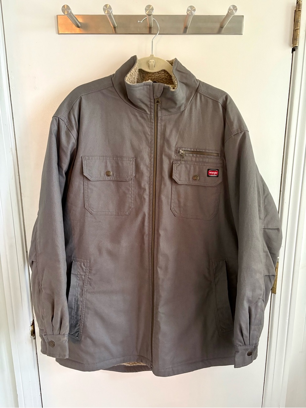 Wrangler Men's Gray Work Jacket with Sherpa Lining